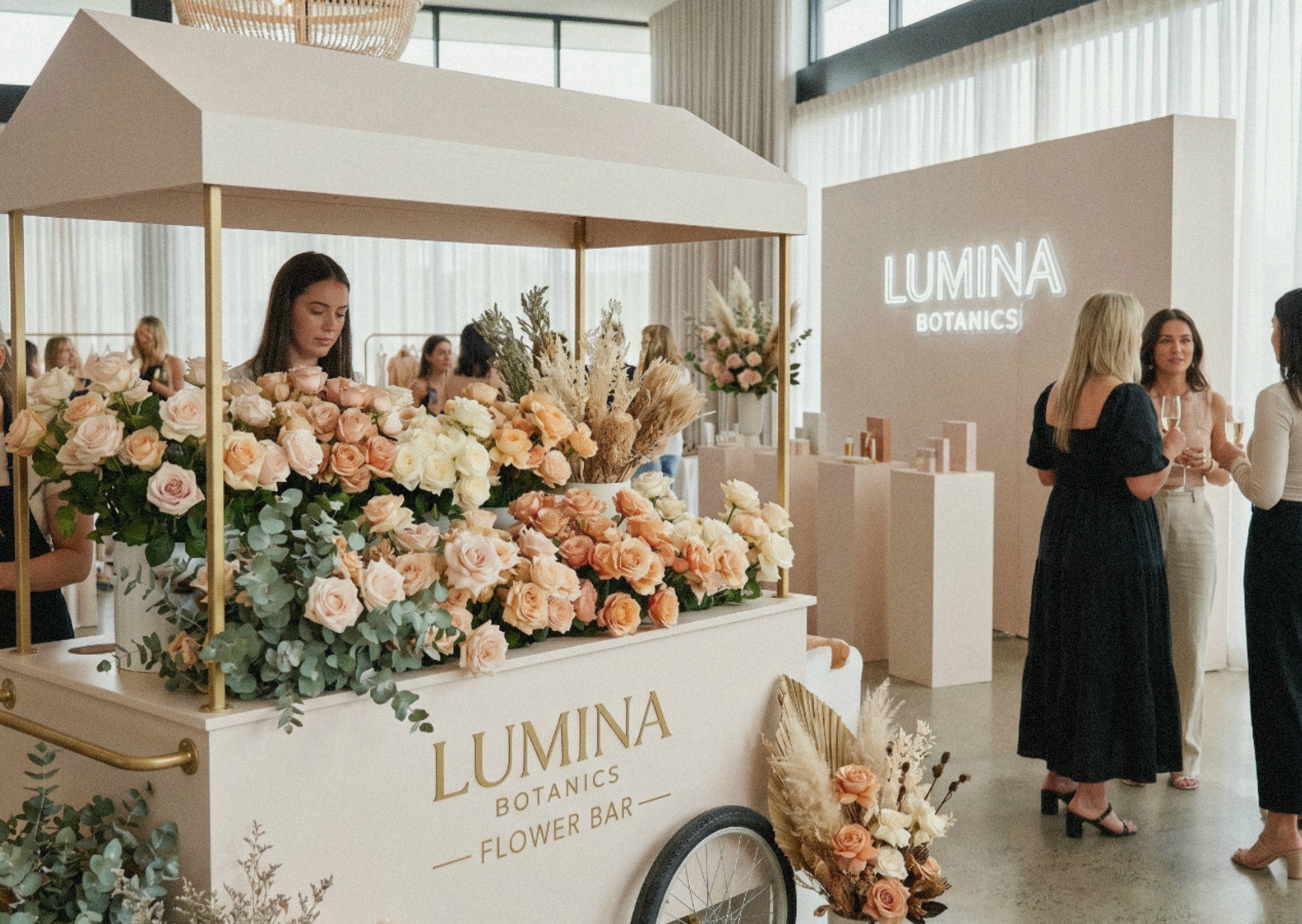 Sales launch event with flowers