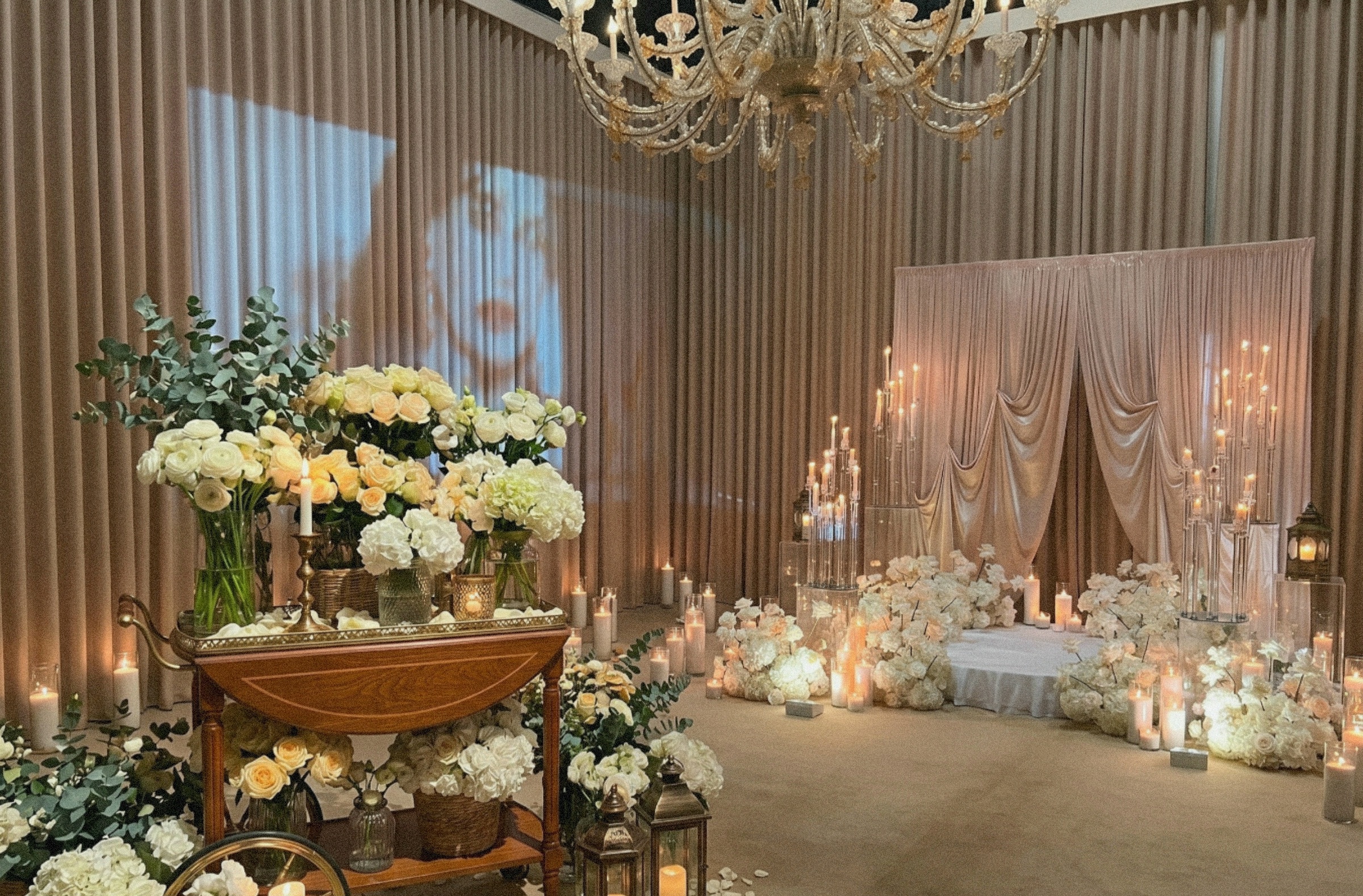 Wedding celebration with flowers